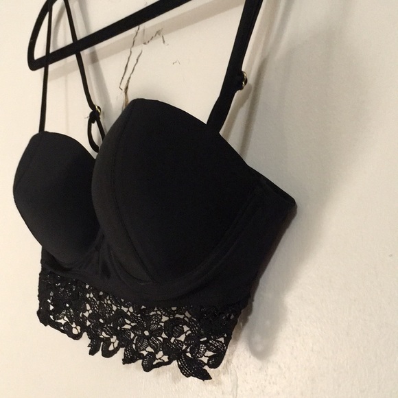 🖤🧡Black Lace Swim Top/Bralette (M) Gold hook🧡🖤 - Picture 3 of 10